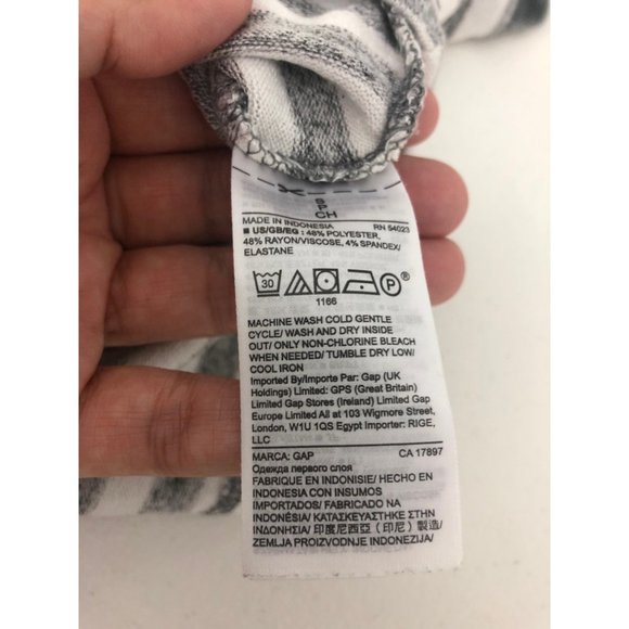 Gap Womens White/Gray Stripe Shirt with Velvet Details size small - Picture 5 of 5